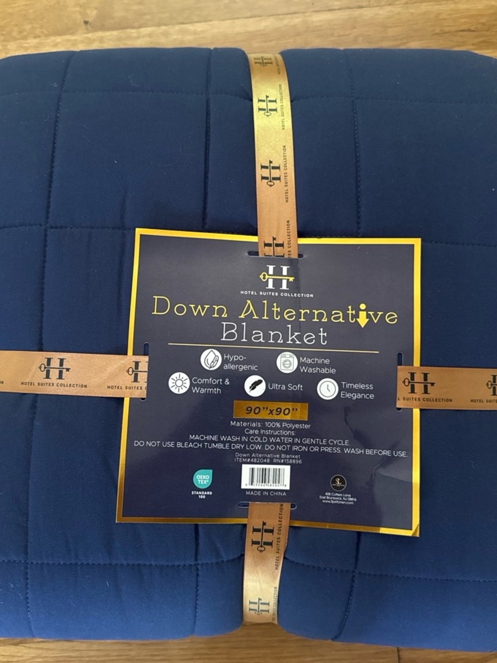 Navy Down Alternative Blanket - 90" x 90"